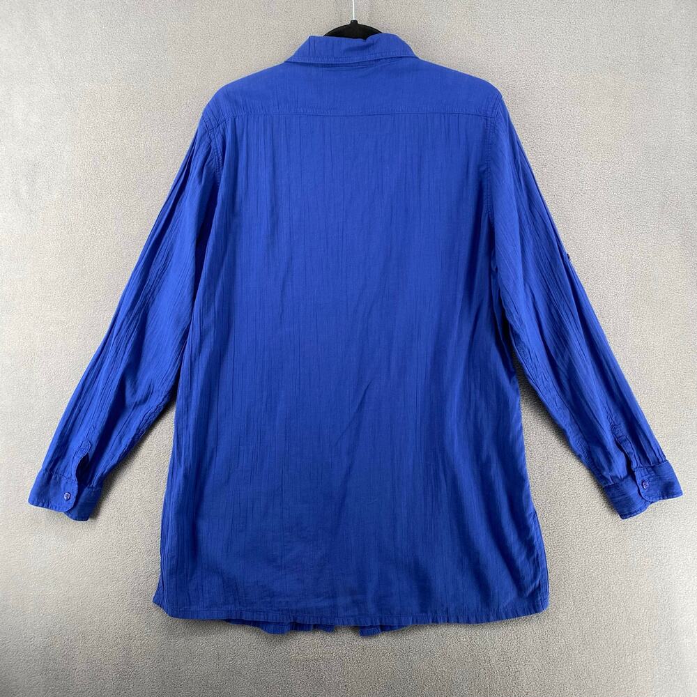 Ralph Lauren Blue Long Sleeve Button Down Shirt Womens L 100% Cotton Loose Fit - Picture 5 of 16